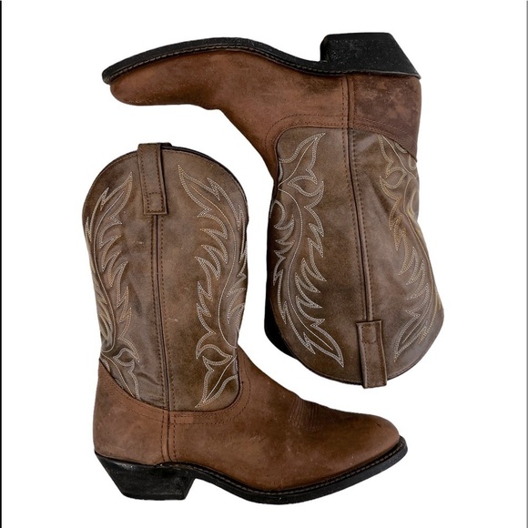 Laredo Women’s Kadi Brown Leather Western Cowboy Boots - Picture 2 of 16